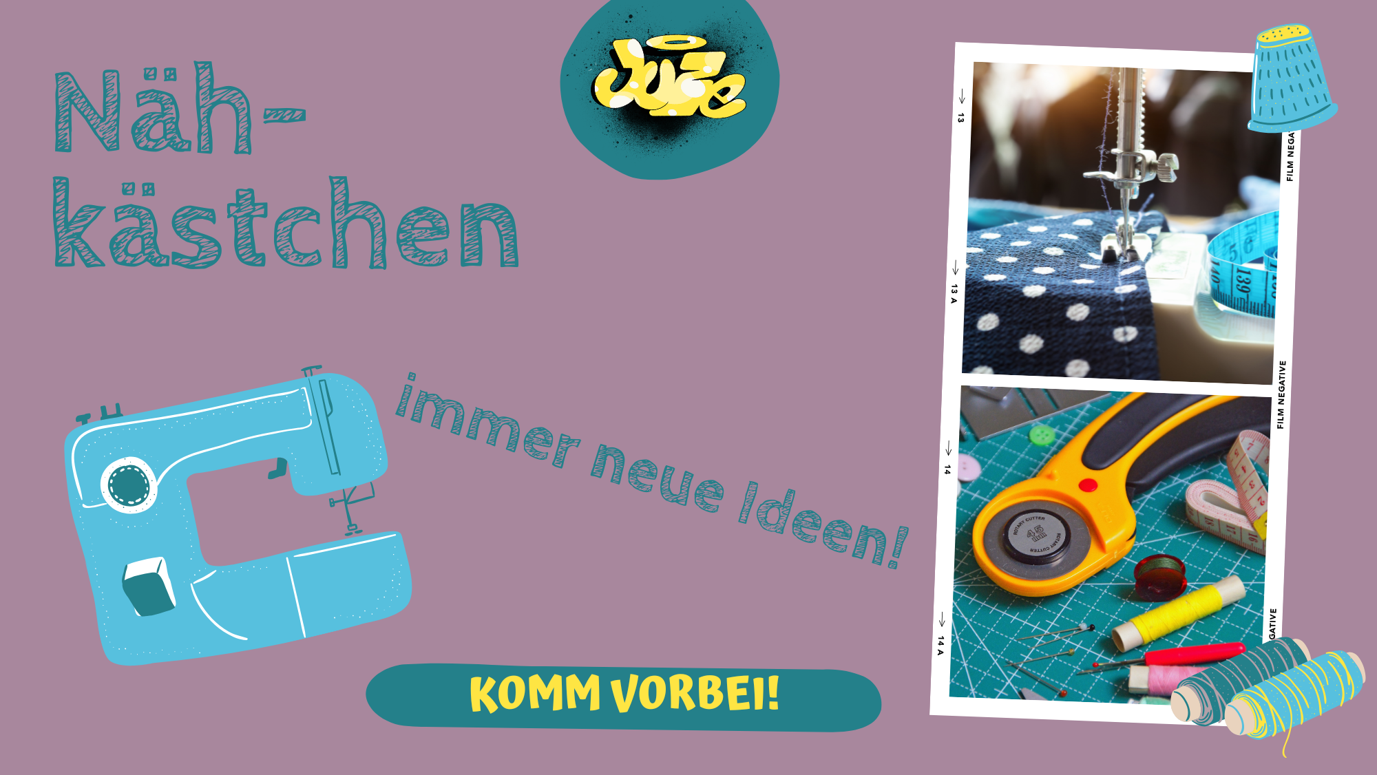 Du wolltest schon immer nähen lernen oder benötigst bei der ein oder anderen Idee noch Hilfe? Wir wollen mit kleinen Projekten starten und gemeinsam schauen wie groß unser Nähkästchen werden kann. Die Termine finden an Donnerstagen ab ca. 18 Uhr statt - genaueres erfährst du auf unseren Monatsprogrammen.